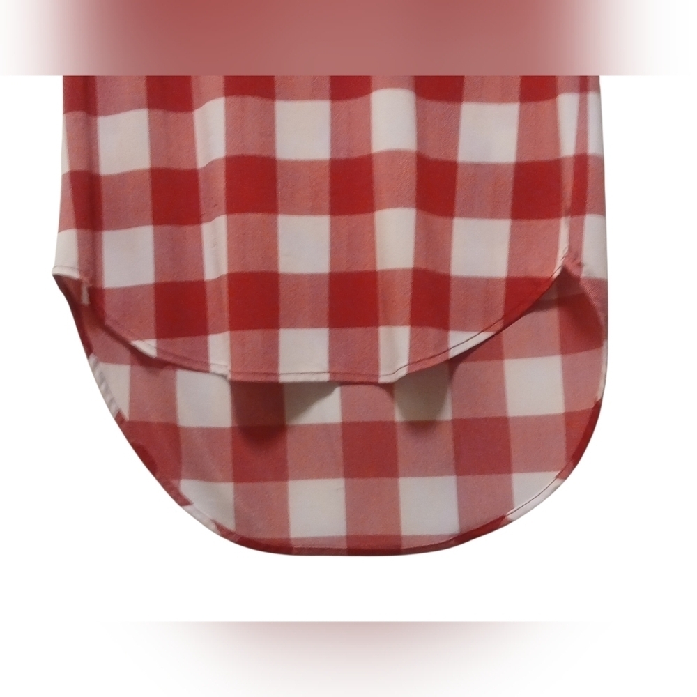 Peter Nygard- NWT, Red & White Checkered Short Sleeve Top, V-Neck, Size Small - Picture 6 of 10